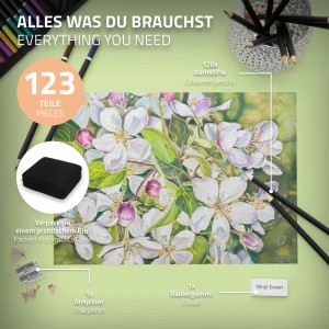 ECD Germany 120 Buntstifte Set mit Mäppchen, Anspitzer und Radiergummi. Ideal zum Malen und Zeichnen.