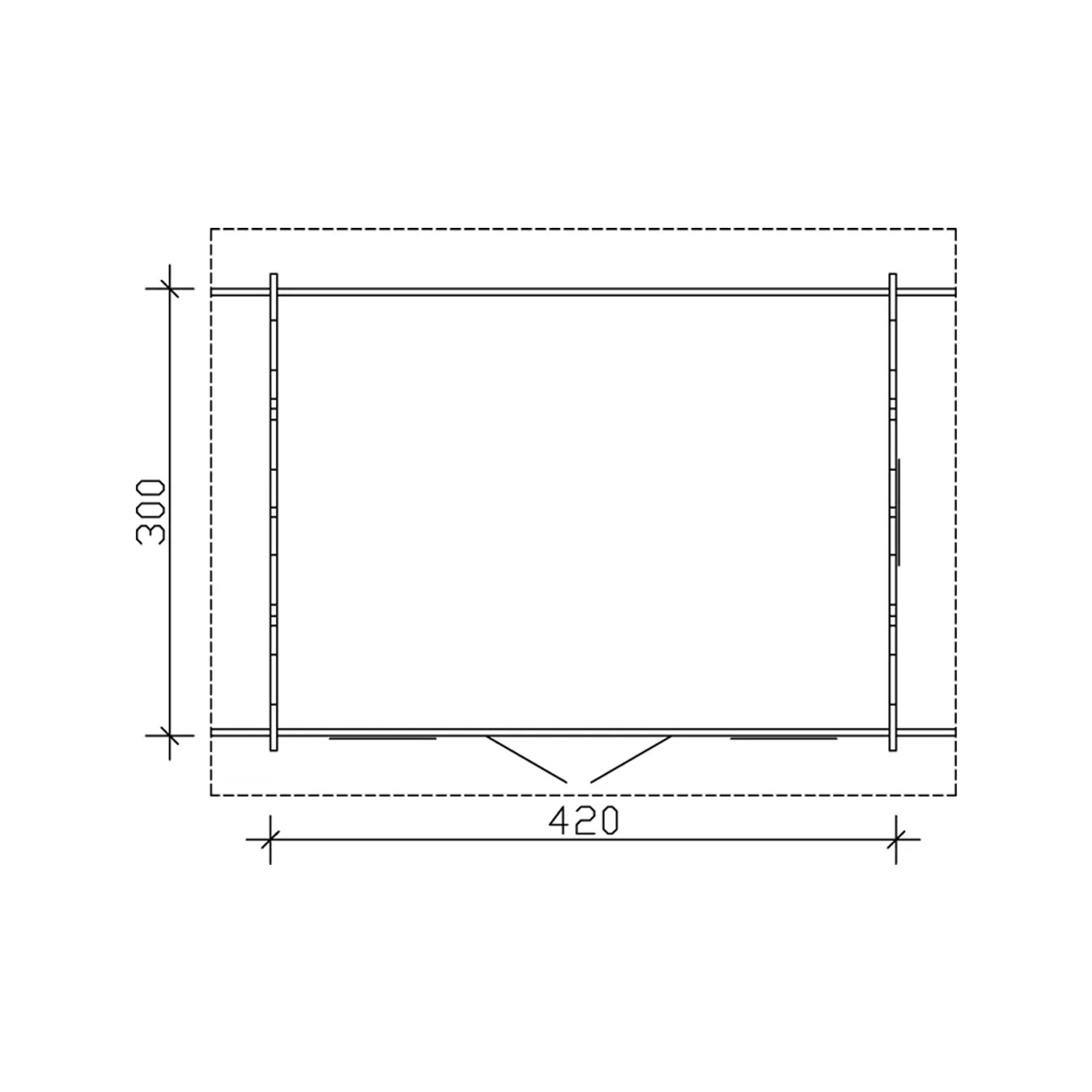 Grundriss Skan Holz Gartenhaus Lugano 1 DS Natur, 420x300 cm, Holz-Gartenhaus