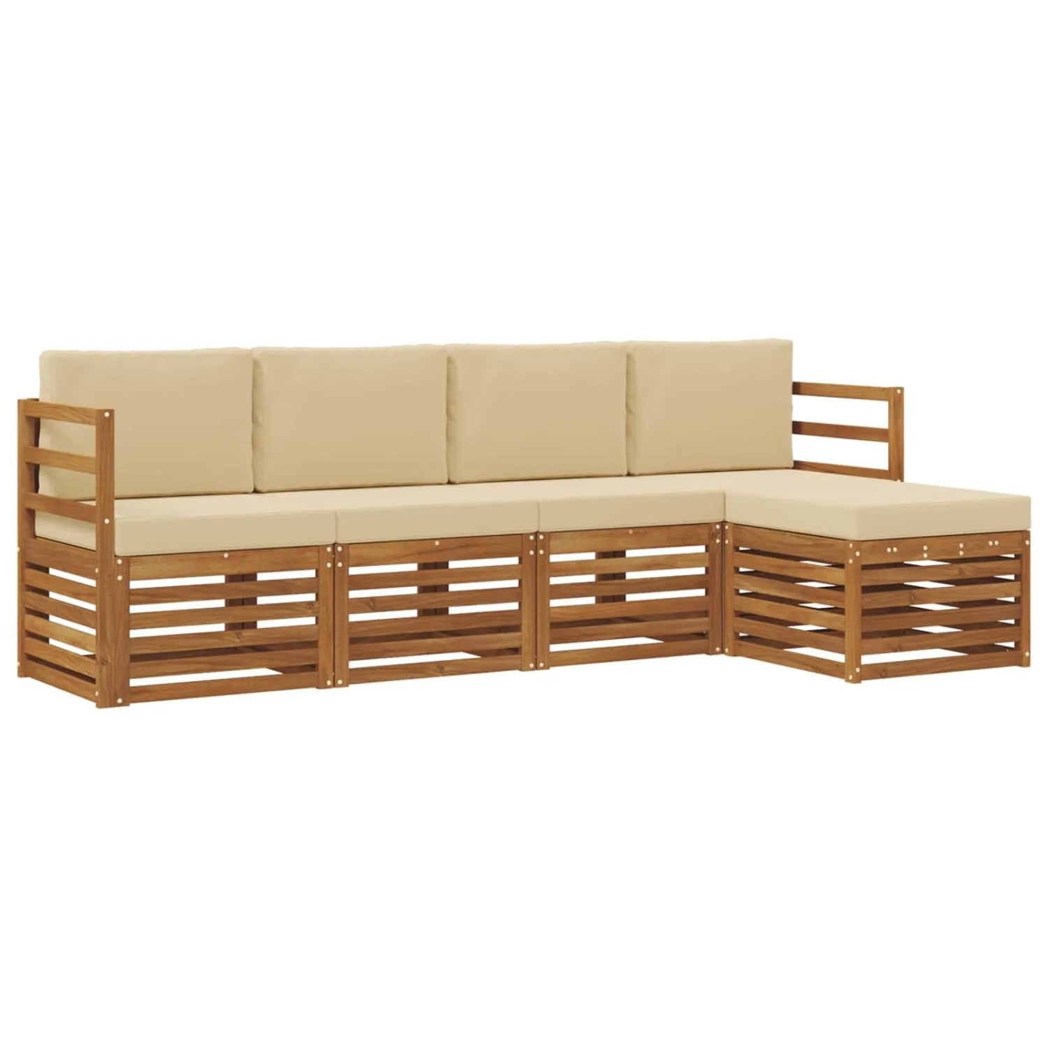 vidaXL Sofagarnituren 5 Tlg Natur und Beige Massivholz Akazie 3374633