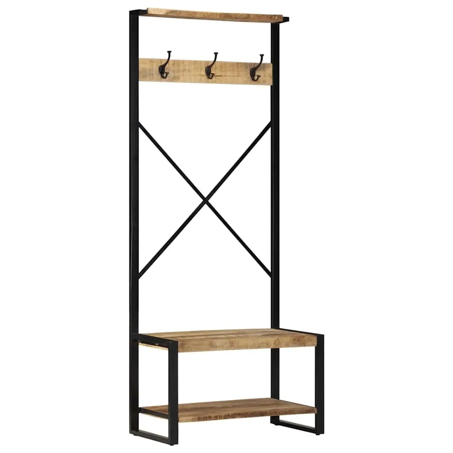 vidaXL Kleiderständer 80x40x190 cm Raues Massivholz Mango 4015961