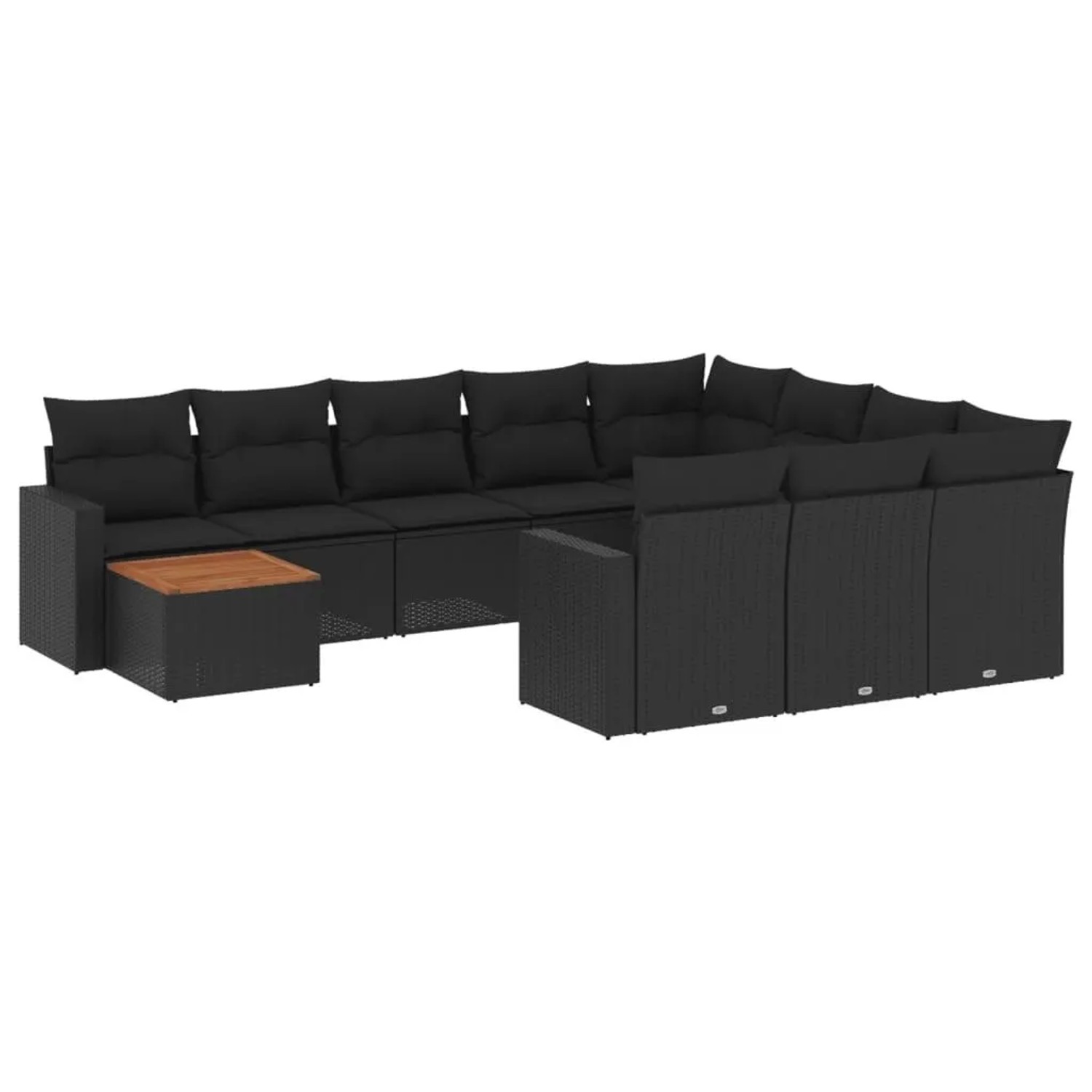 vidaXL 11-Tlg Garten-Sofagarnitur mit Kissen Schwarz Poly Rattan 3224305 günstig online kaufen