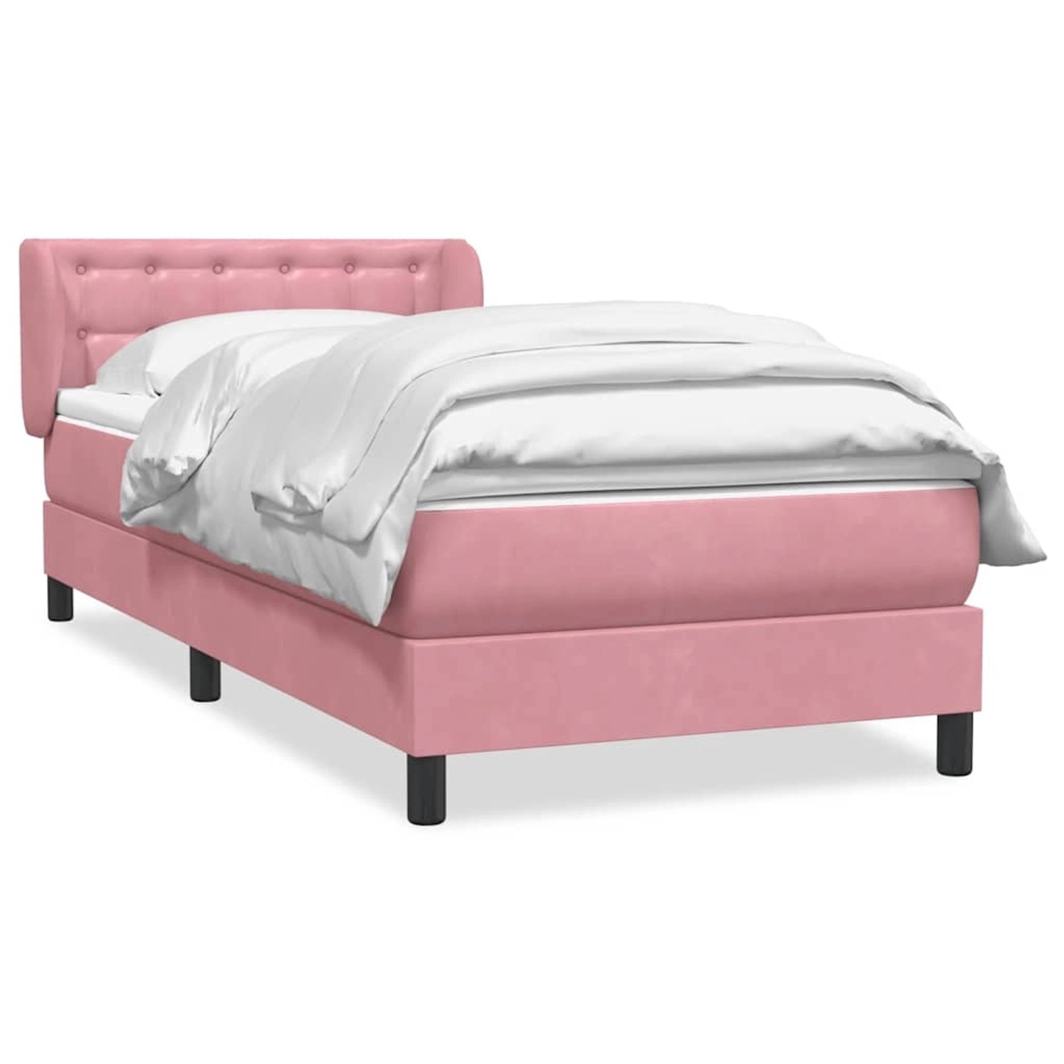 vidaXL Boxspringbett mit Matratze Rosa 80x220 cm Samt 3317888 günstig online kaufen