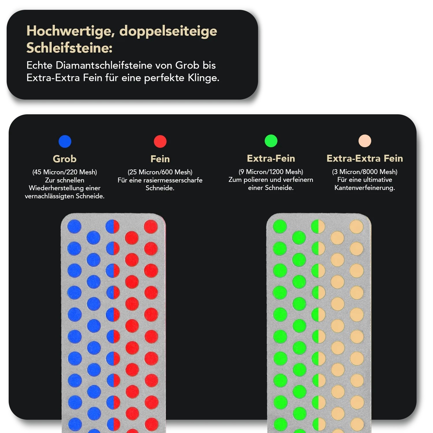 DMT Diafold Schleifmittel Set mit 4 Schleifgraden im Koffer für Messer und Werkzeuge.