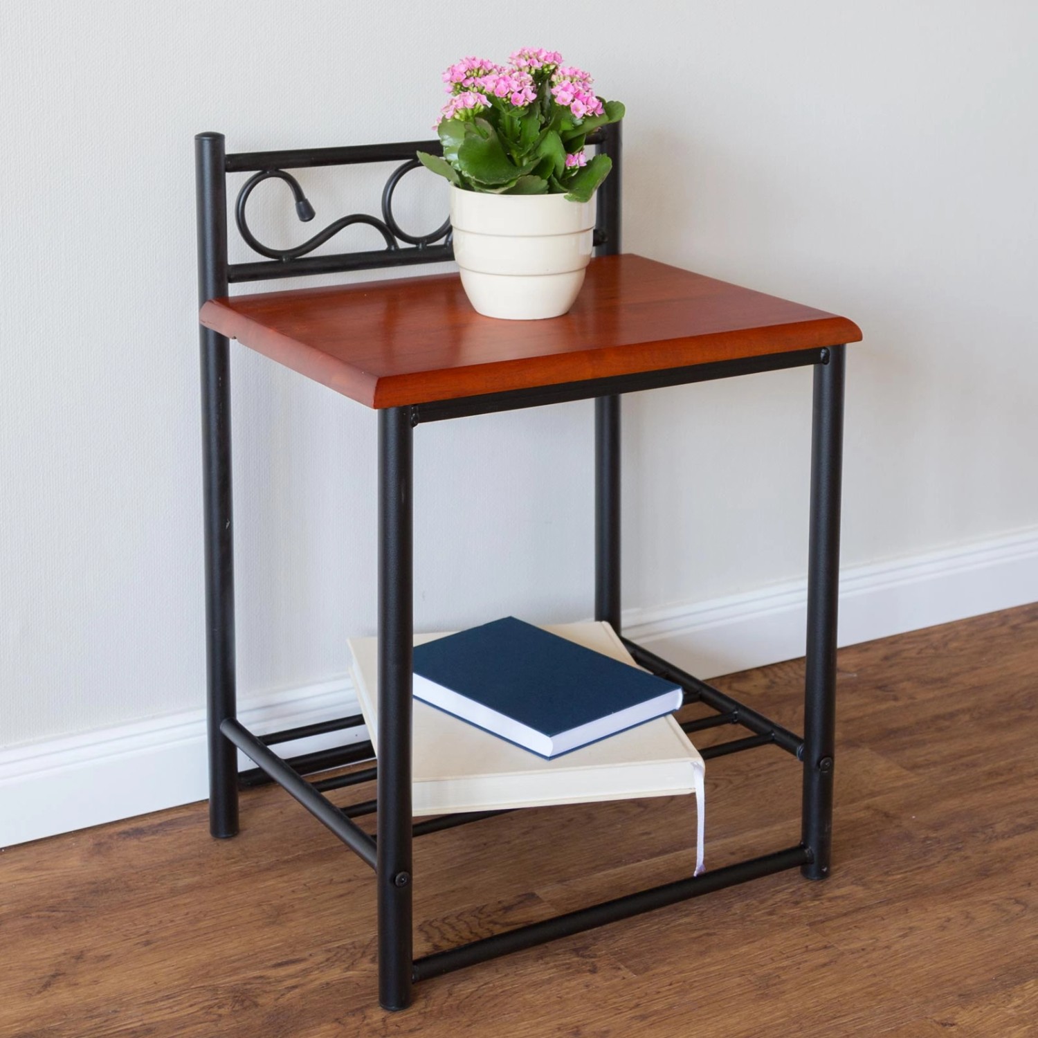 Homestyle4u Nachttisch Nachtkonsole Nachtschrank Metall Beistelltisch Schrank