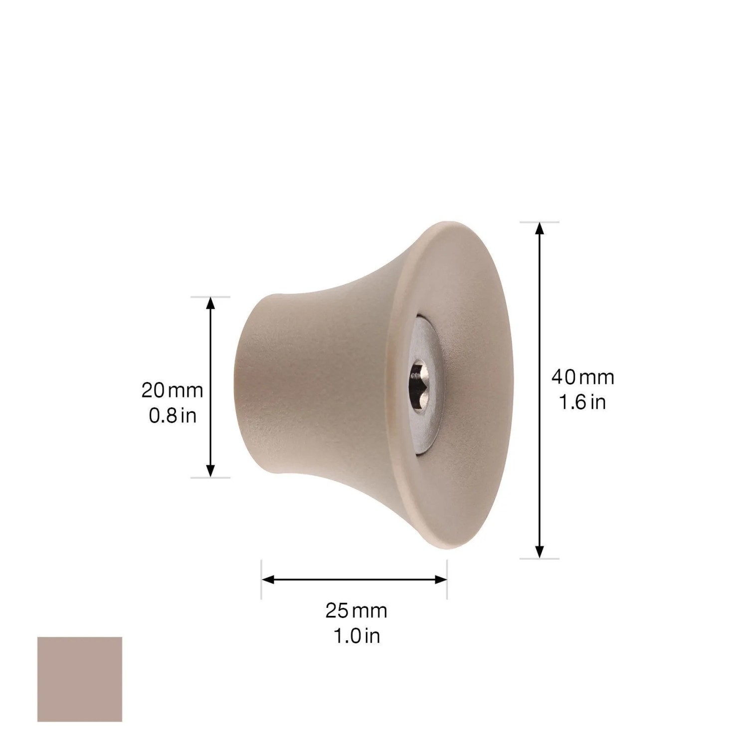 Wagner Wandhaken Hooks4home Tulip, Ø 40 mm, Taupe, mit Maßangaben.