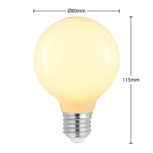 Arcchio LED E27 Globelampe G80 aus opalweißem Glas, 8W, warmweiß, dimmbar. Maße: Ø80x115mm.