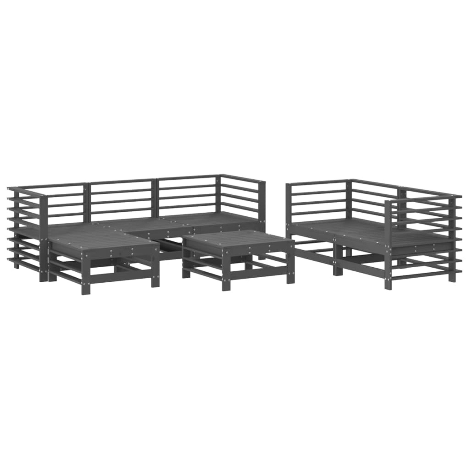 vidaXL 7-tlg Garten-Lounge-Set Grau Massivholz Kiefer Modell 10