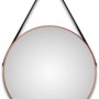 Runder Wandspiegel Silver Coiffeur Ø 80 cm mit kupferfarbenem Rahmen und schwarzer Aufhängung.