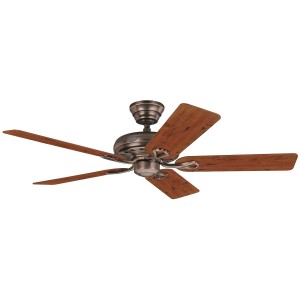 HUNTER Deckenventilator Savoy, 132 cm, Bernstein Bronze, mit Holzflügeln und Zugkette.