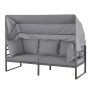 Hellgraues Svita Maui Gartenmöbel Lounge Set mit Dach, Outdoor Sofa und Stahlgestell.