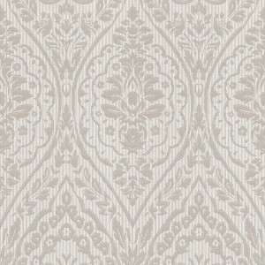 Barock Tapete in Creme-Beige mit mattem Ornament-Muster für stilvolle Wände.