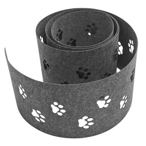 Hellgrauer zaunzu Sichtschutz Vliesstreifen mit Tapsi-Design für Doppelstabmattenzäune.