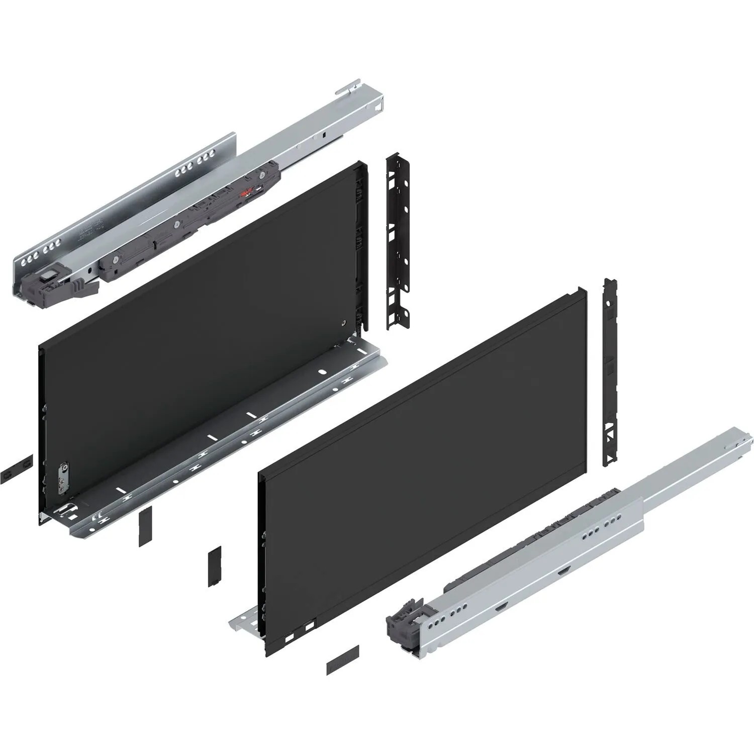 Blum Legrabox Pure Set Höhe F Tip-On Vollauszug 500 mm 40 kg Carbonschwarz 1 Paar