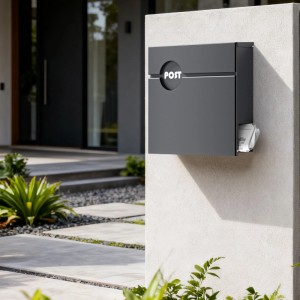 Wiltec Briefkasten Anthrazit V62 Postkasten Stahl Zeitungsfach Wandbriefkasten