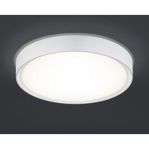 Weiße, runde Trio LED-Deckenleuchte mit Acrylglas, geeignet für Bad und Wohnraum.