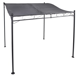 Grauer Mojawo Anbaupavillon 3x2,5m mit Stahlgestell und wasserabweisendem Dach für Terrasse & Garten.