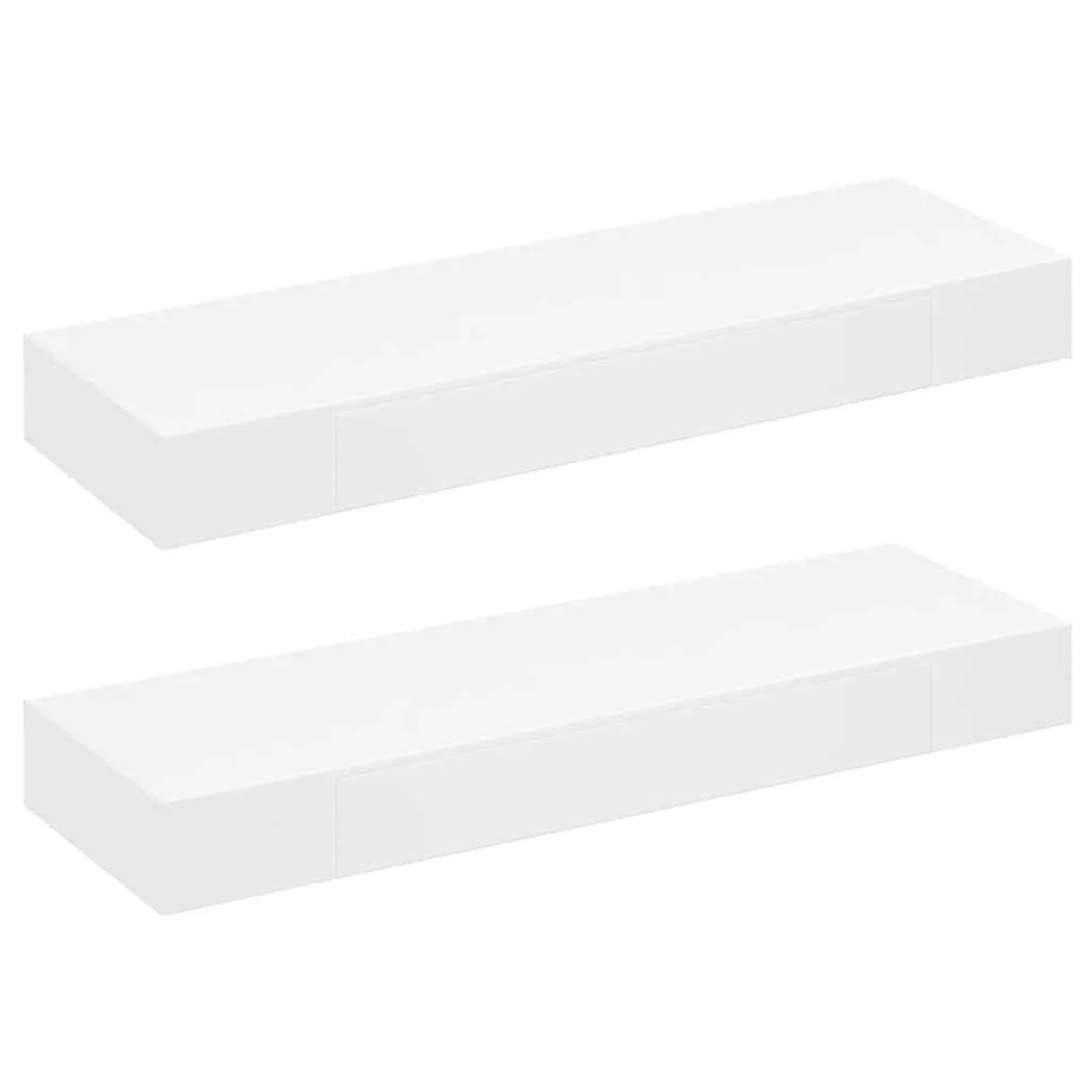 vidaXL Wandregal Hängeregal mit Schubladen 2 Stk Weiß 80 cm 276002
