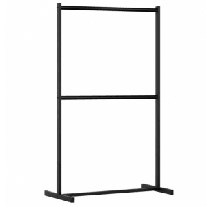 Schwarzer Metall Kleiderständer HANS mit zwei stabilen Kleiderstangen für Garderobe. Ideal als Jacken- & Klamottenständer.