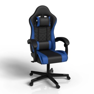 Juskys Gamingstuhl HyperSeat, schwarz/blau, mit Nacken- und Rückenkissen.