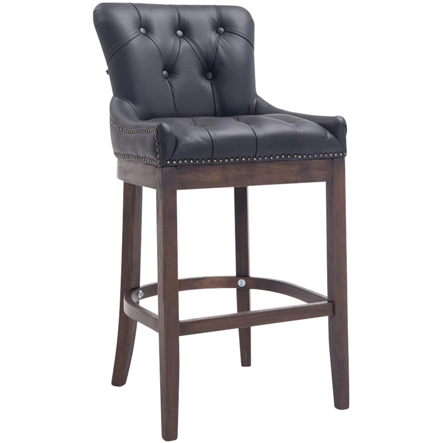 CLP Barhocker Lakewood Echtleder Antik-Dunkel Schwarz