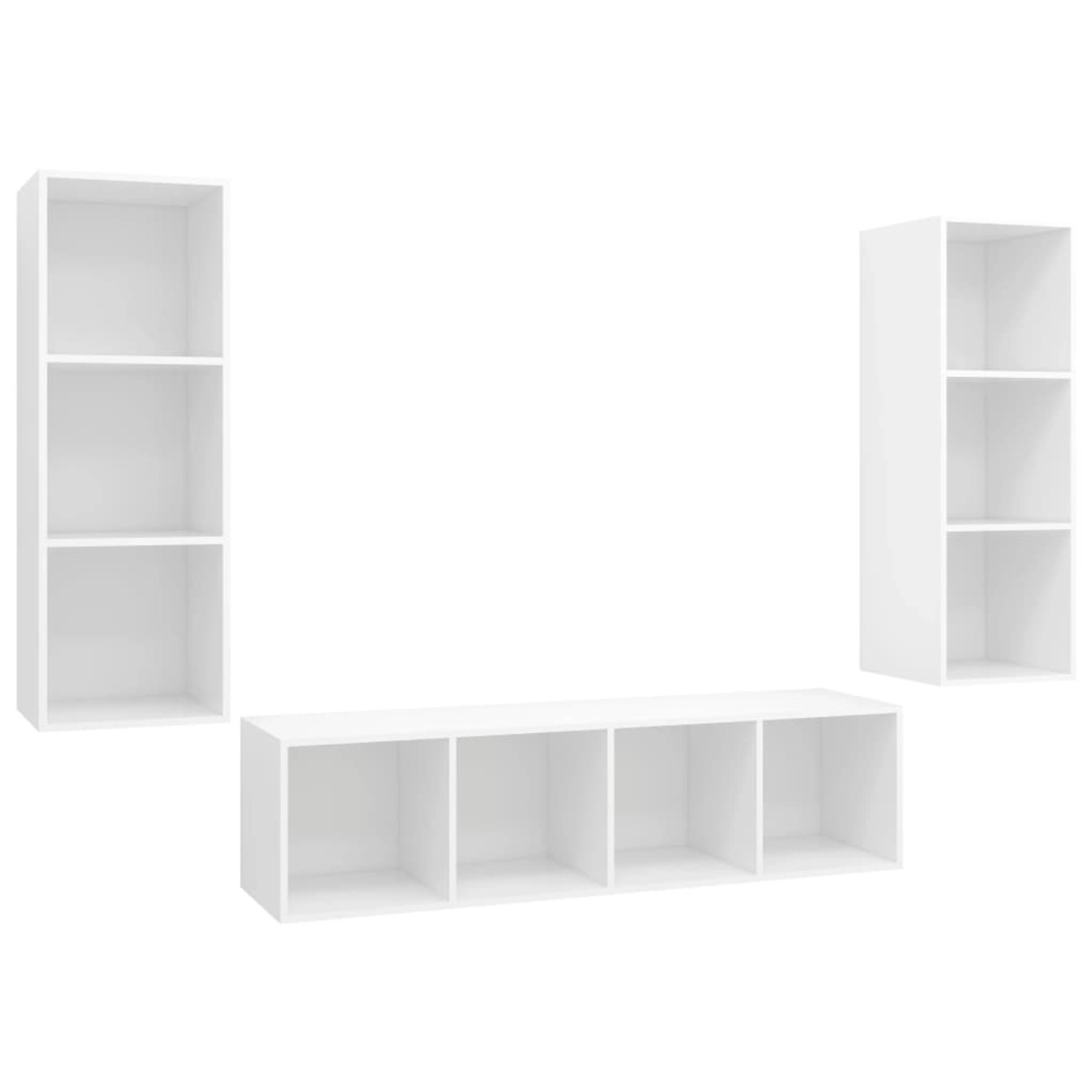 vidaXL 3-Tlg TV-Schrank-Set Weiß Holzwerkstoff 3079745