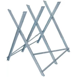 Faltbarer, verzinkter Sägebock mit verzahnter Auflage für Holz. Stabiler Arbeitsbock, bis 150 kg belastbar.