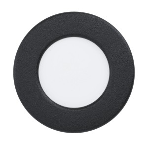 Schwarzer Eglo LED-Einbauspot Fueva 5, Ø 8,6 cm, 4000K, IP44. Badezimmer geeignet.