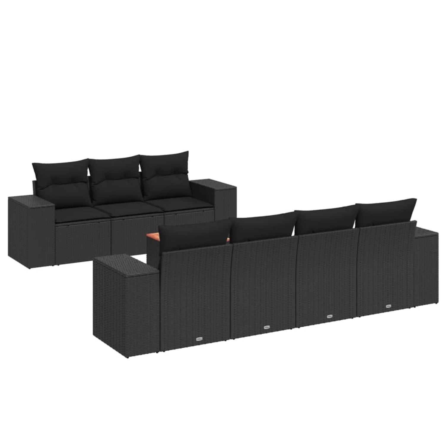 vidaXL 8-tlg Garten-Sofagarnitur mit Kissen Schwarz Poly Rattan Modell 64 günstig online kaufen