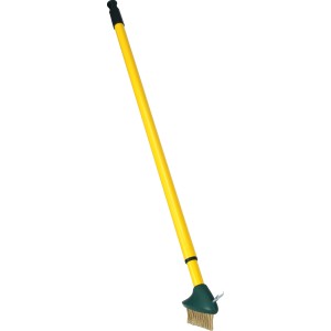 Florasun Unkrautfugenbürste mit gelbem Teleskopstiel und Kupferborsten für die Fugenreinigung.