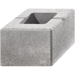 Grauer Kann Lindeza Mauer Halbstein (20x20x15 cm) mit Hohlkammer für Mauern und Beeteinfassungen.