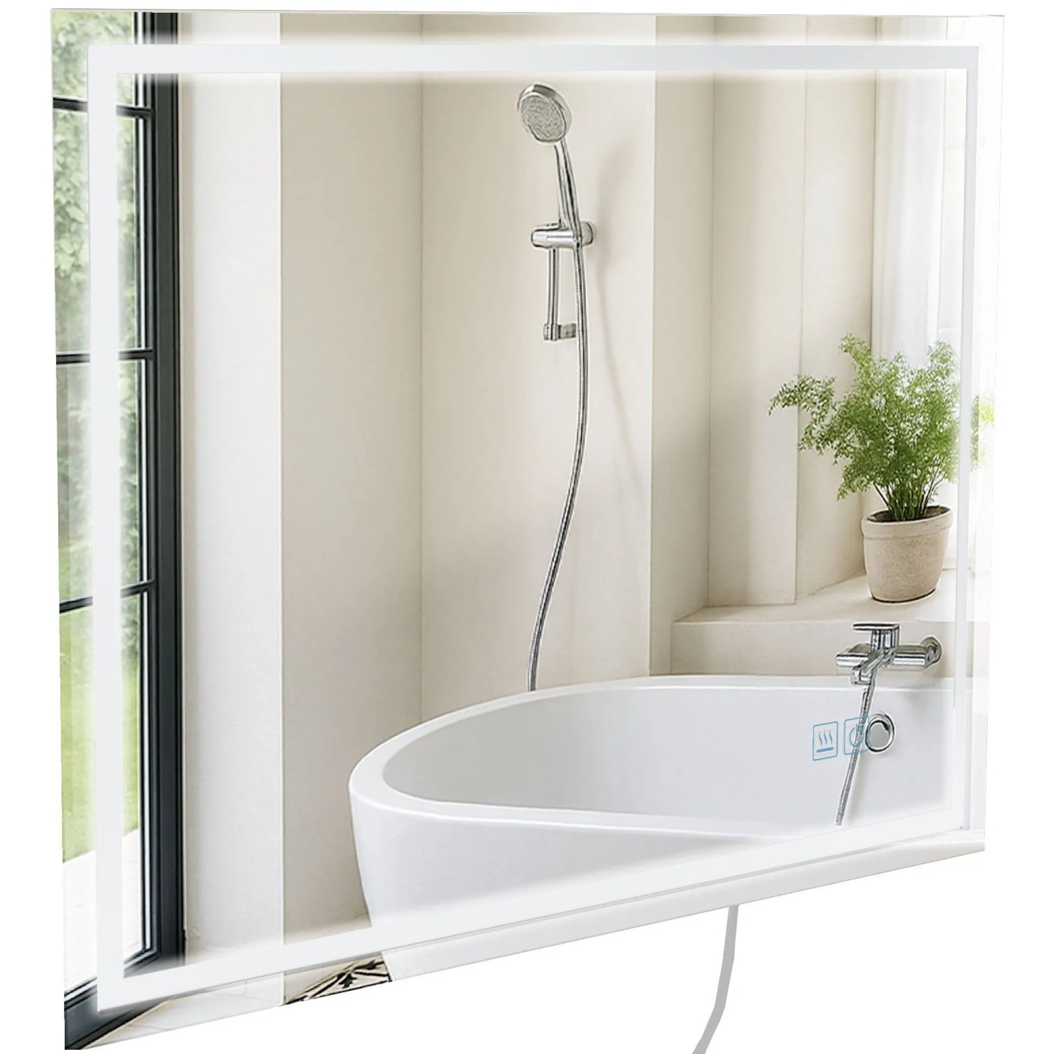 DELUKE Badspiegel GRAZ 60x80 Ohne Bluetooth 80x3,5x60cm Glas Klarglas Badezimmerspiegel Wandspiegel