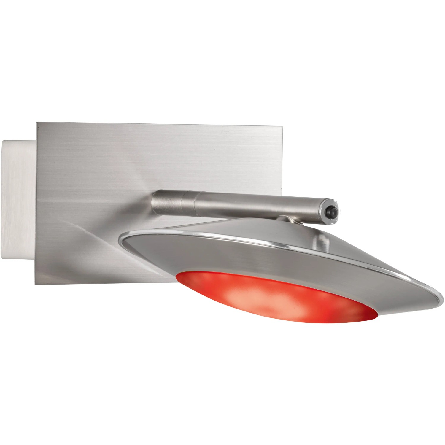 Moderne LED-Wandleuchte Beta von Fischer & Honsel in Nickel matt mit RGB-Farbwechsel.