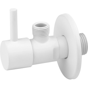 baliv Eckventil EV-3440, mattweiß, mit Hebel für Wasseranschluss.