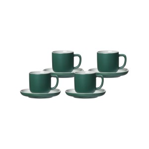 Ritzenhoff & Breker Jasper Espresso-Set, 4 grüne Tassen mit Untertassen aus Steinzeug.