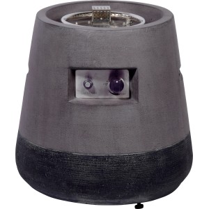 Graue Dobar Outdoor-Feuerschale Stellar Ø 50 cm mit Gasflamme und Lavasteinen.