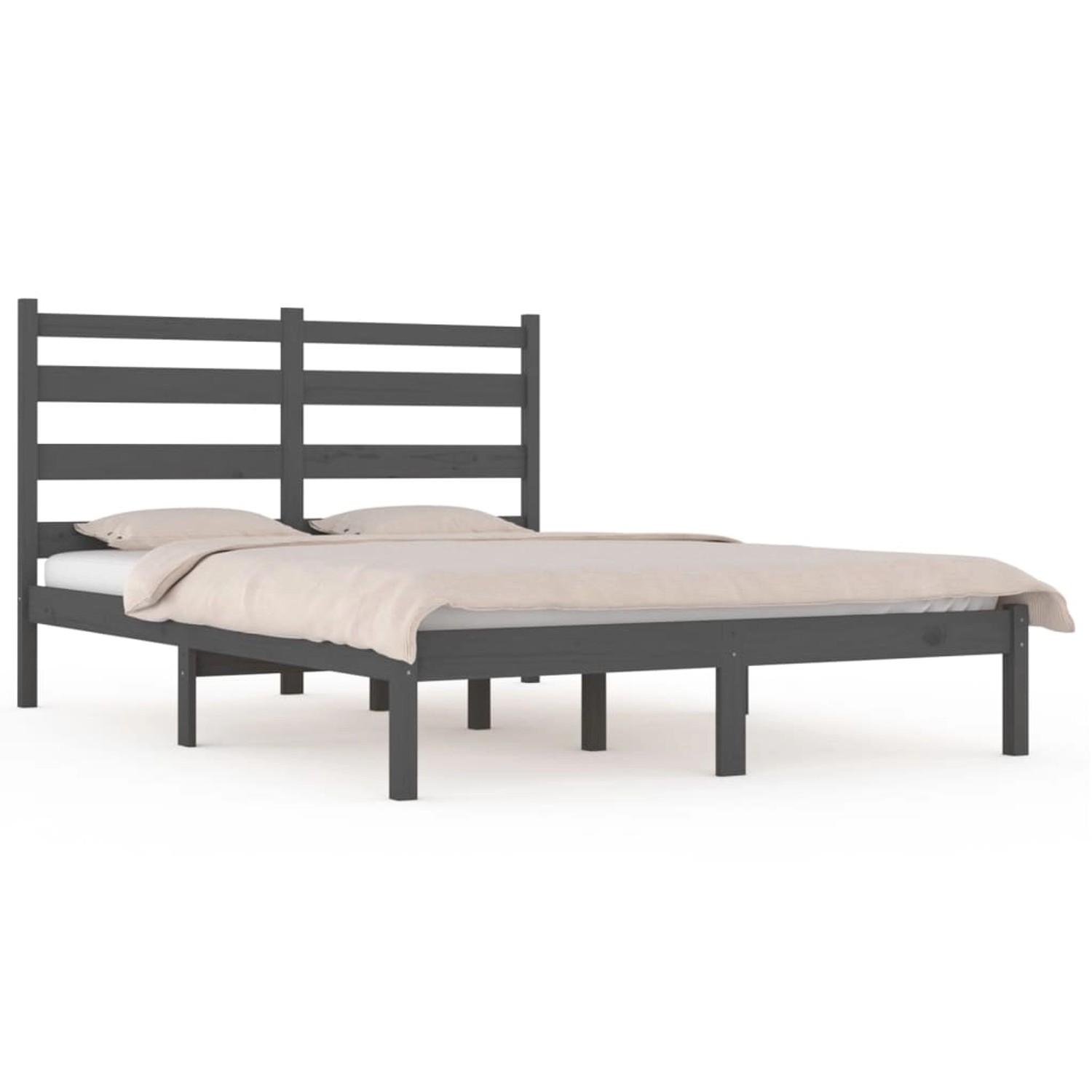 vidaXL Massivholzbett Grau Kiefer 200x200 cm1083593 günstig online kaufen