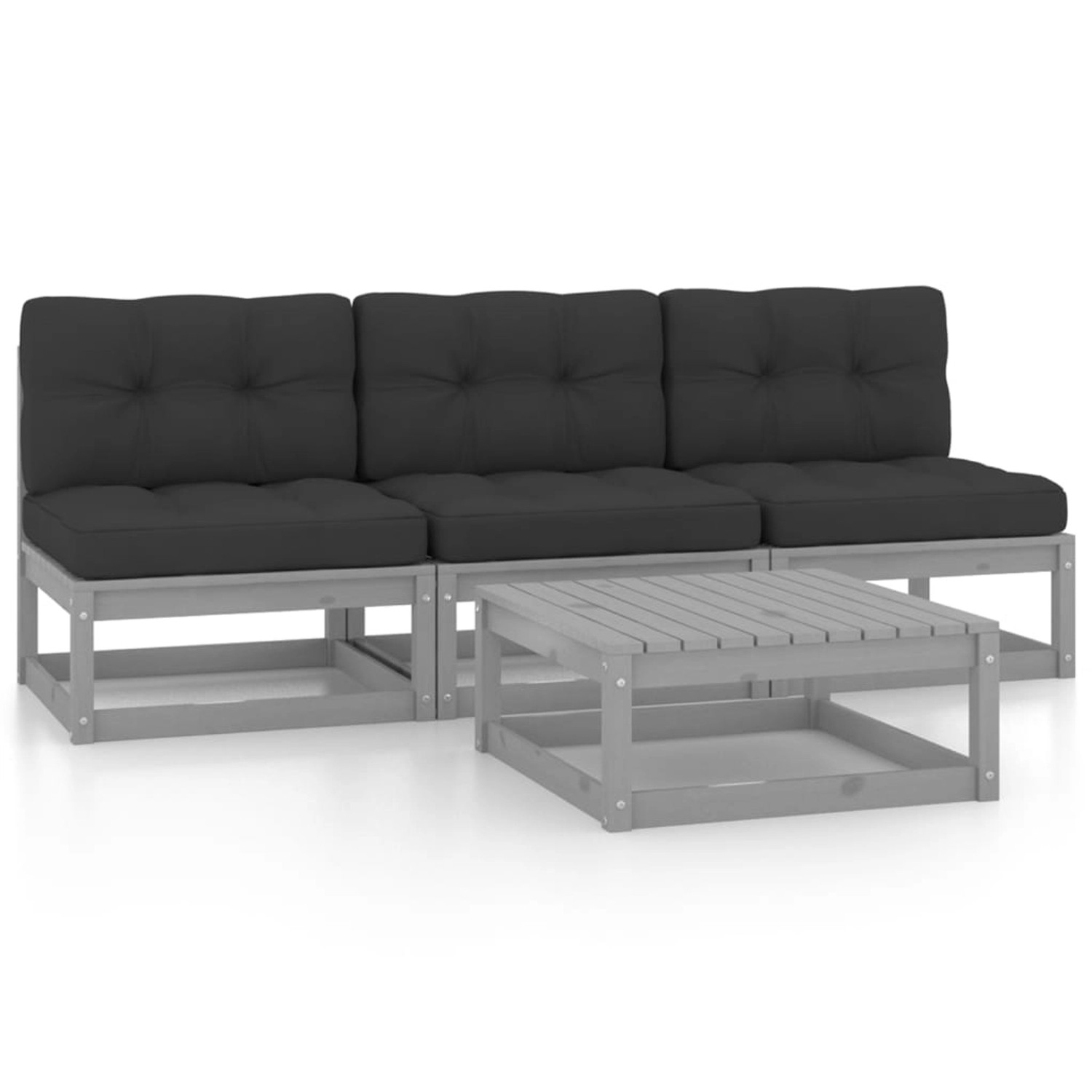 4-tlg. Garten-lounge-set Mit Kissen Kiefer Massivholz günstig online kaufen