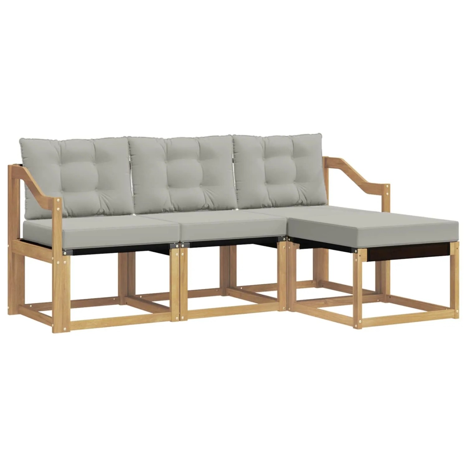 vidaXL Outdoor-Sofagarnitur mit Kissen 4-Tlg Weiß und Hellgrau 3389365