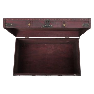 Geöffnete, eckige MCW Holztruhe Antibes in Antikoptik, 39x67x38cm, ideal zur Aufbewahrung.