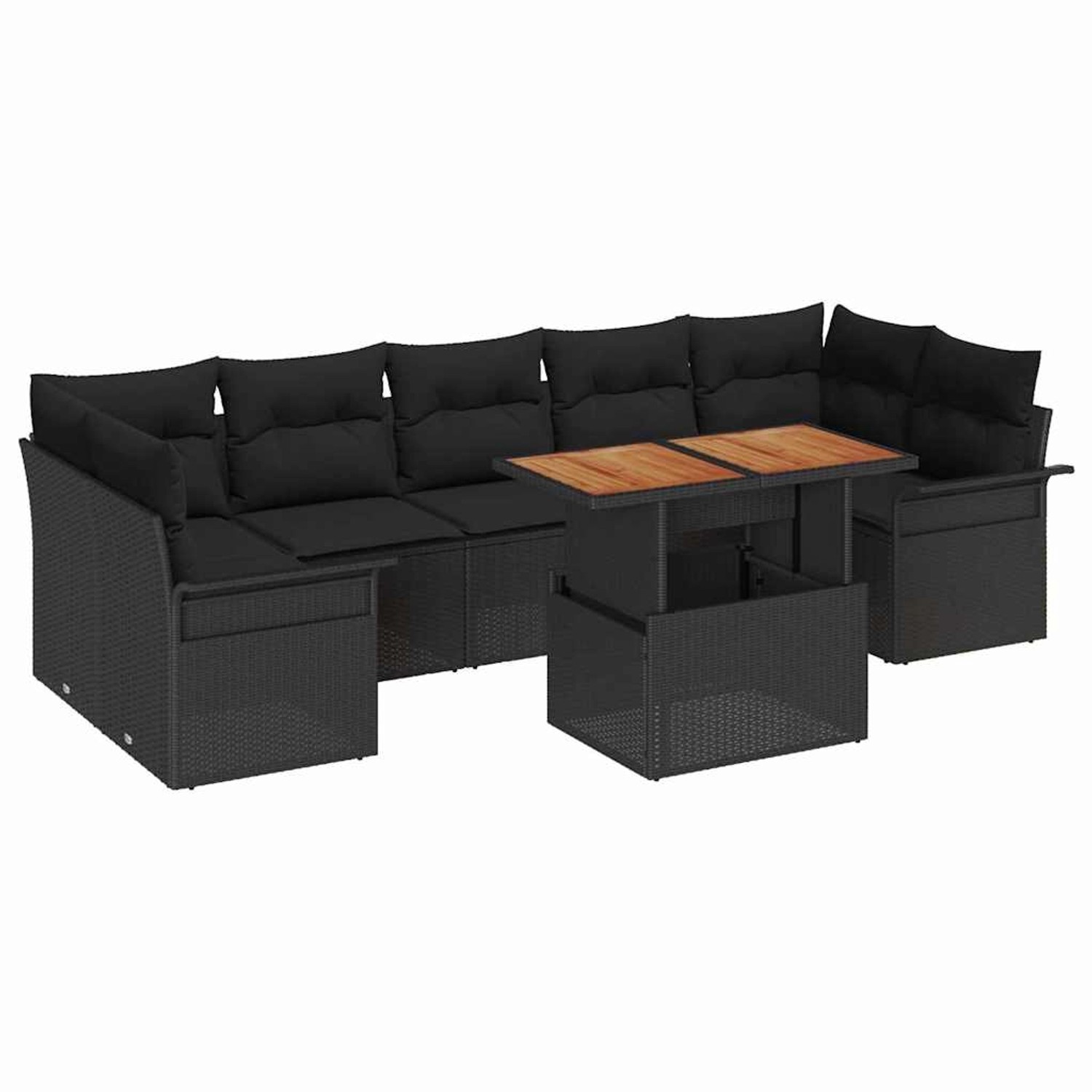 vidaXL Garten-Sofa-Set mit Speicher 8-Tlg Schwarz Poly Rattan 3358039 günstig online kaufen
