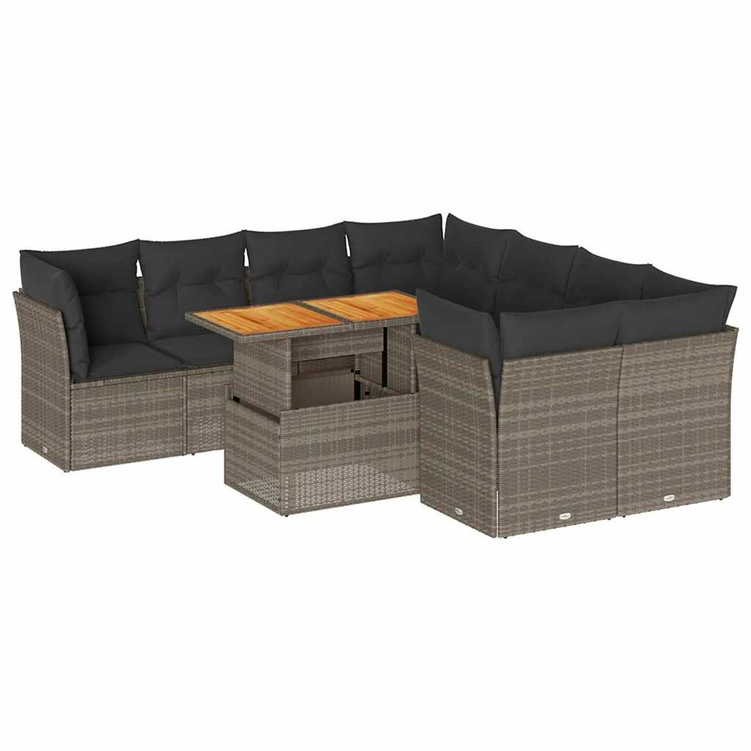 vidaXL 9-Tlg Garten-Sofagarnitur mit Kissen Grau Poly Rattan 3326909 günstig online kaufen