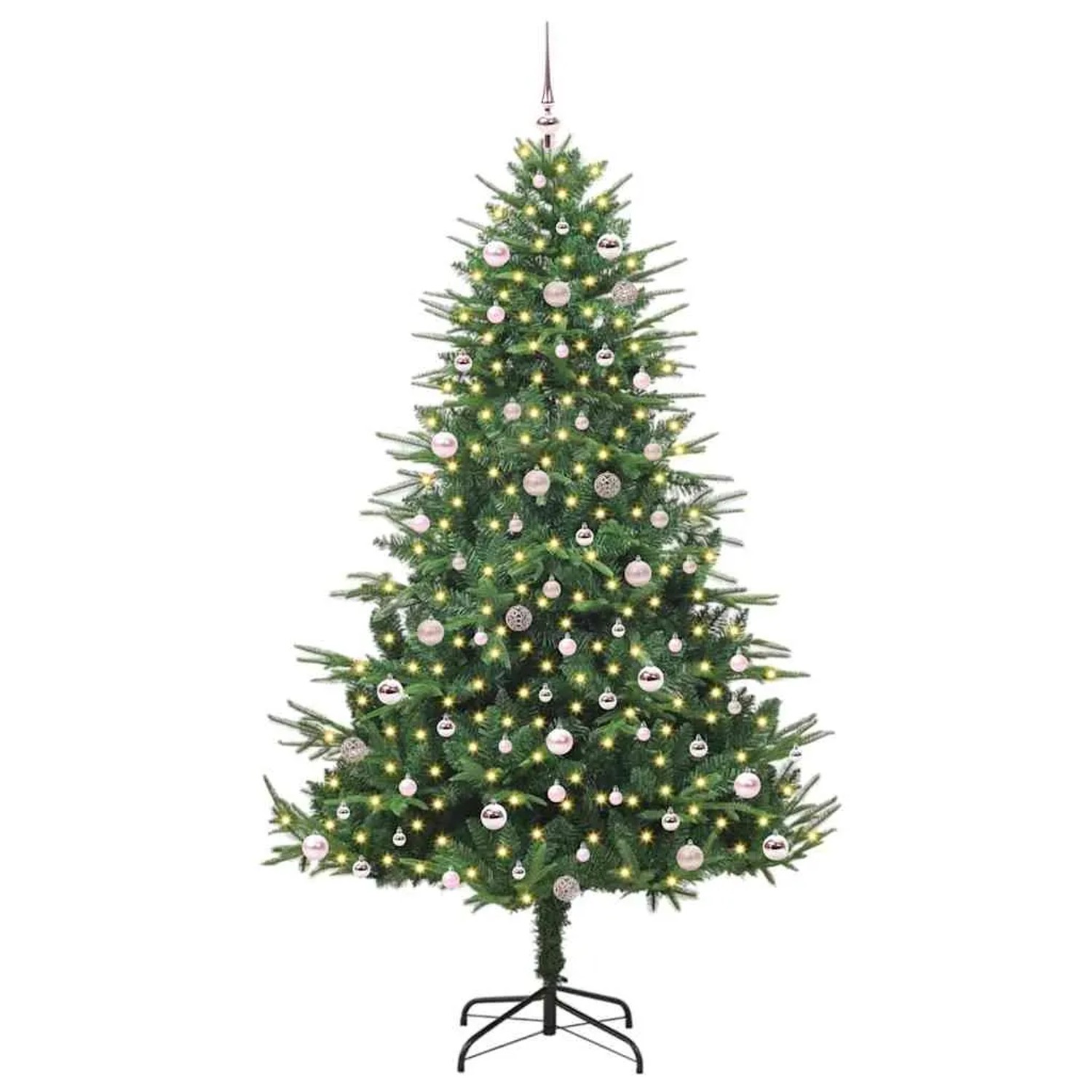 vidaXL Künstlicher Vorbeleuchteter Weihnachtsbaum mit Kugelset Grün 3395368