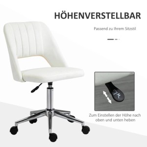 Weißer Vinsetto Bürostuhl, höhenverstellbar, 360° drehbar, mit Rollen und modernem Design.