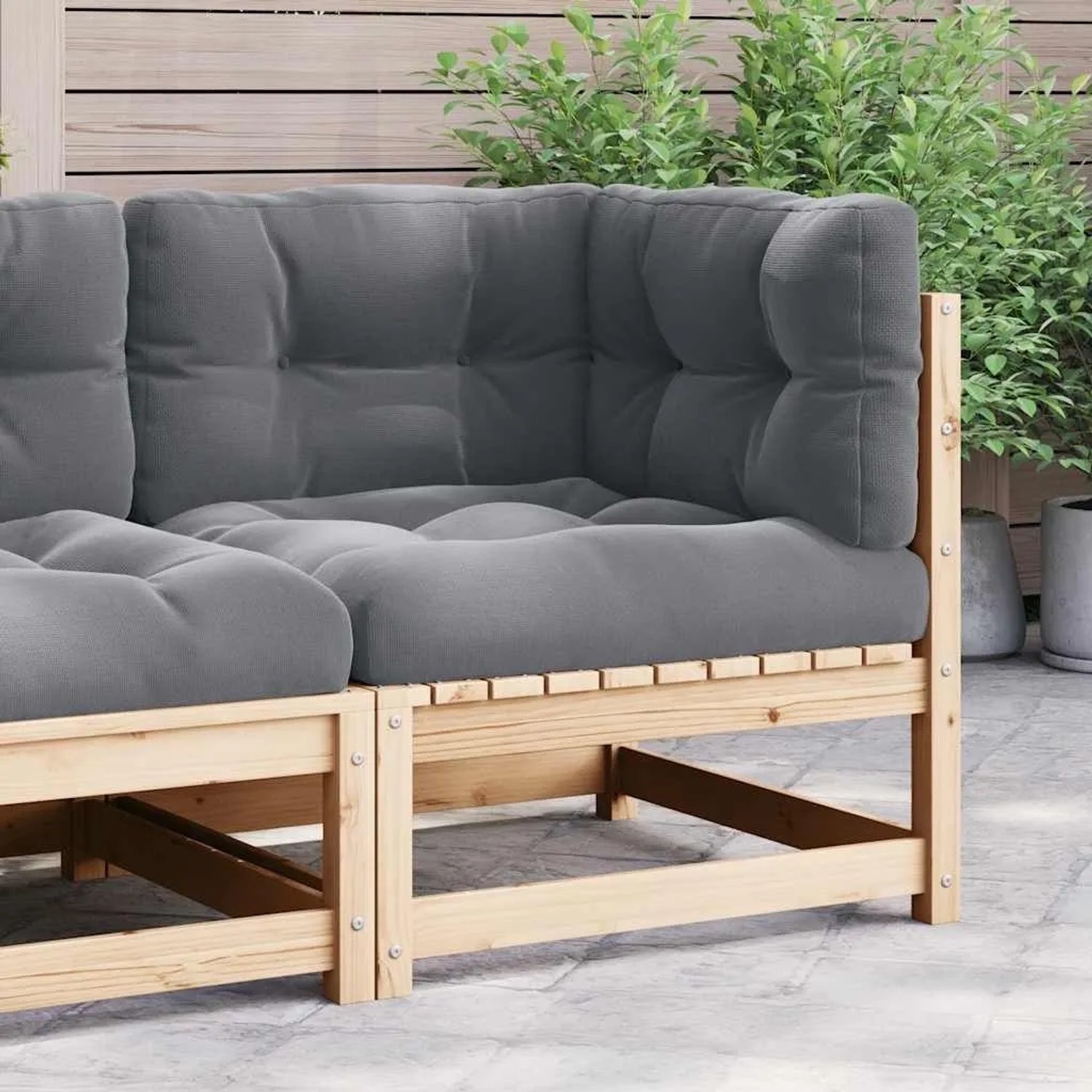 vidaXL Garten-Ecksofa mit Grauen Kissen Massivholz Kiefer 805715
