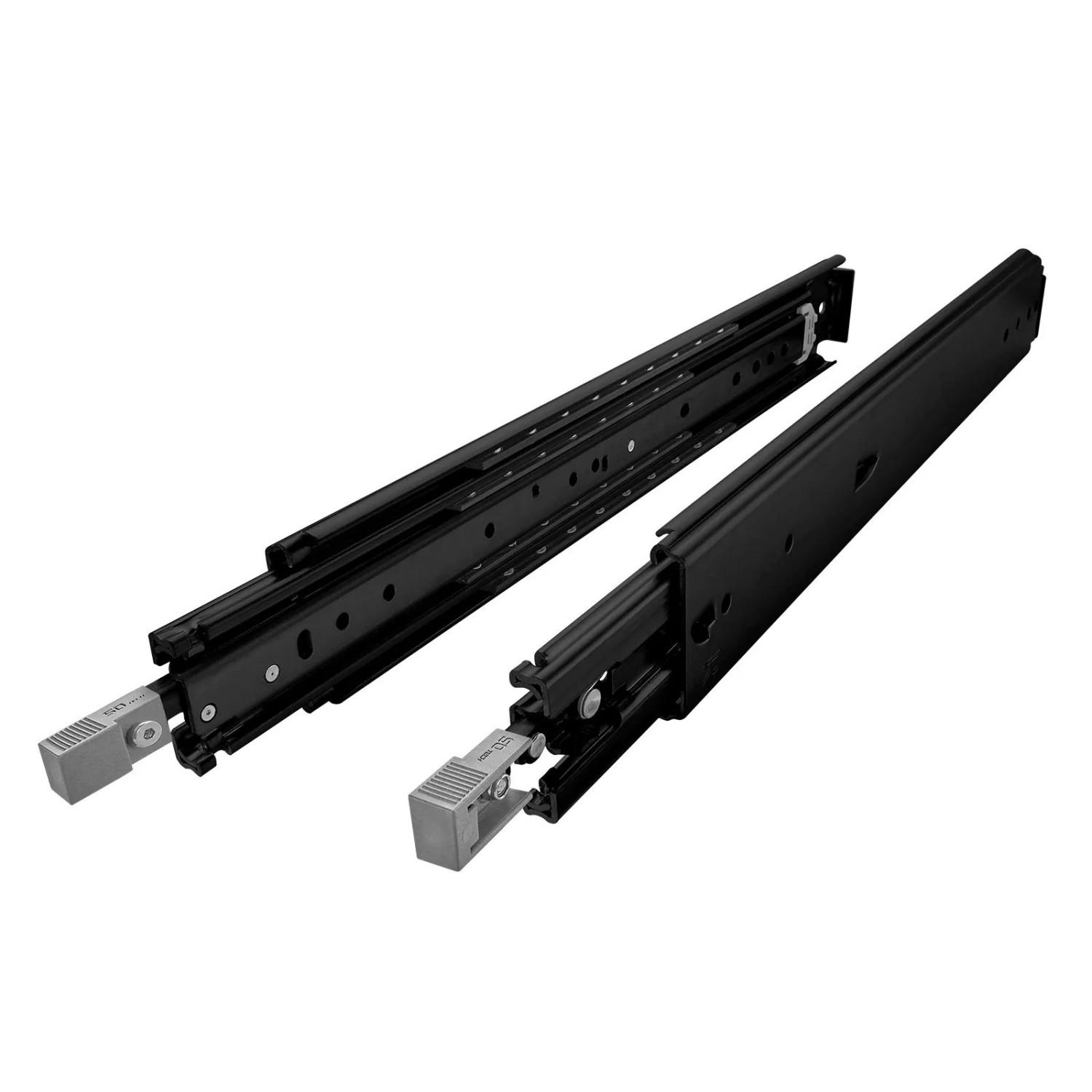 SOTECH Schwerlastauszug 200 kg KV2-200-H76-1000 EH 1016 mm Schwarz VarioSlide Zweihandverriegelung mit Lock In Out Einrastfunktion Grauer Hebel