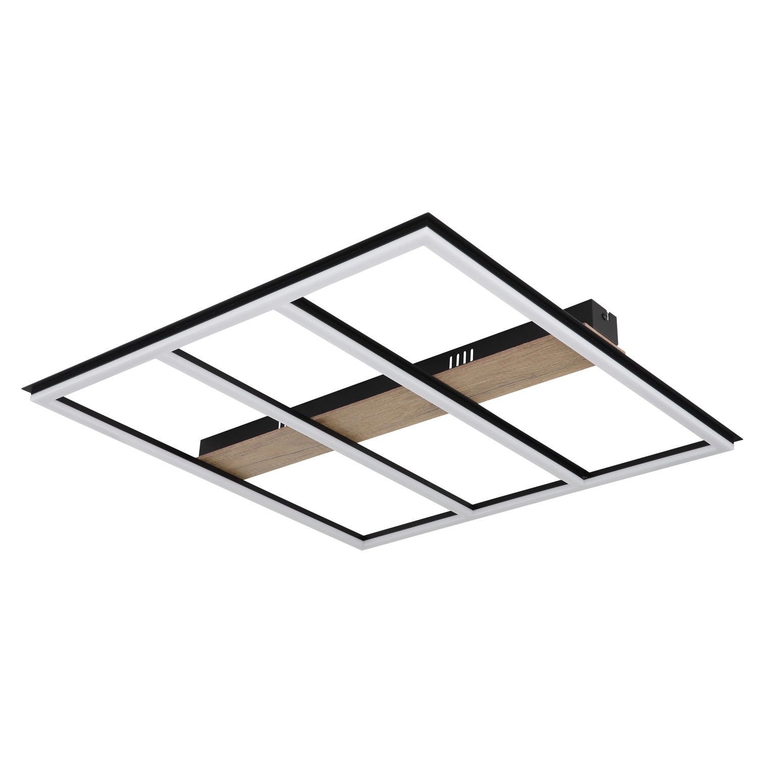 Moderne, schwarze LED-Deckenleuchte Froomy 60x60 cm mit Holzoptik für OBI.de