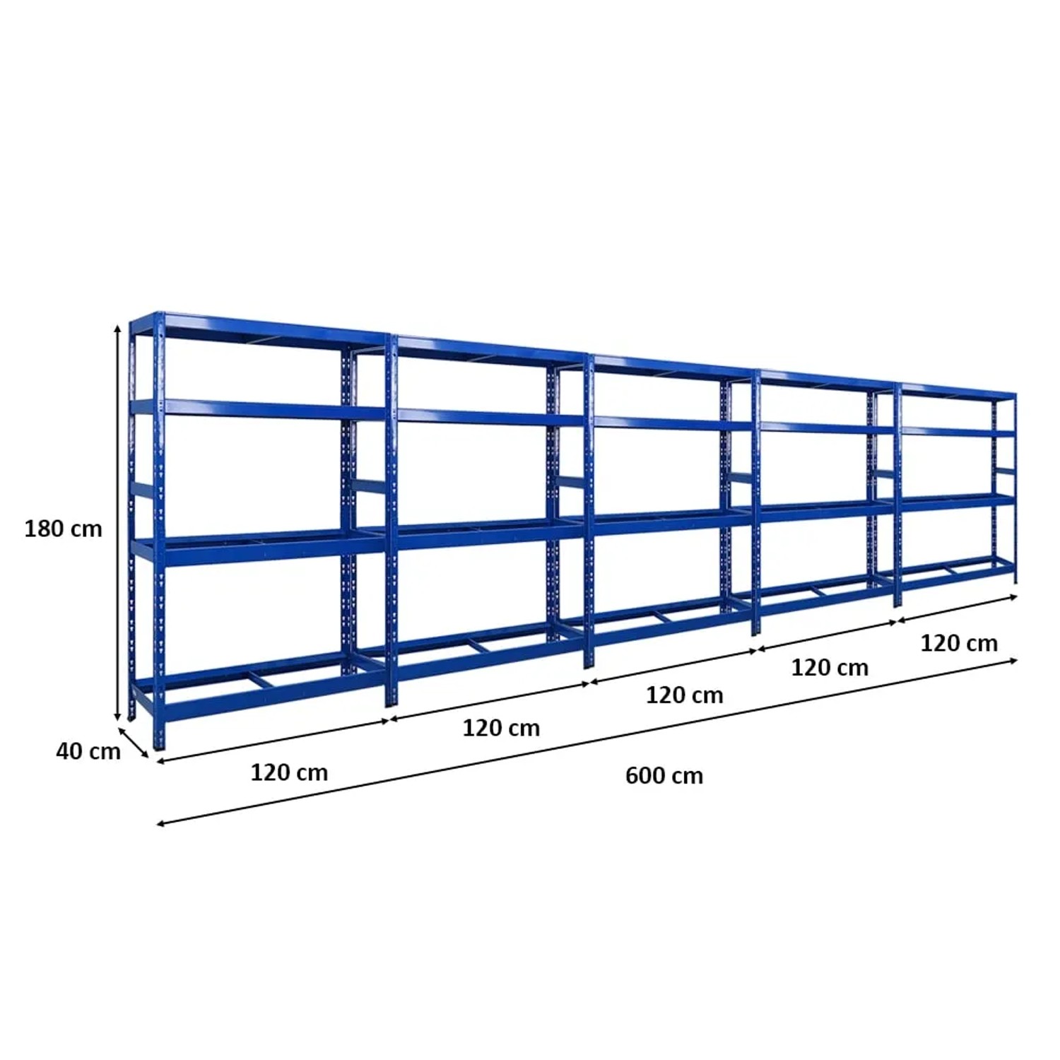 PROREGAL Mega Deal: 5 blaue Reifenregale (180x120x40 cm) mit 2 Böden für bis zu 12 Reifen pro Regal.