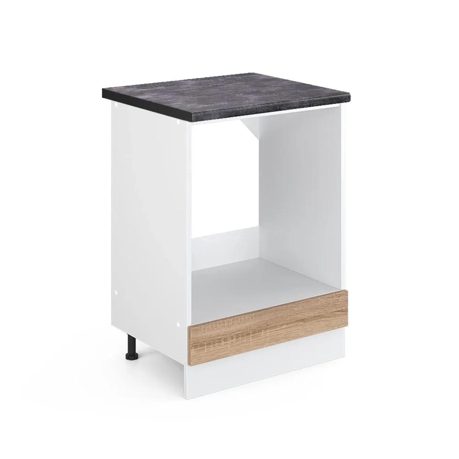 Vicco Herdumbauschrank R-Line Herdschrank Sonoma Weiß 60 cm AP Anthrazit