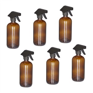 Relaxdays Sprühflaschen 6er Set Glas Braun Verstellbar 500 ml 21 cm x 9,5 cm x 7,5 cm