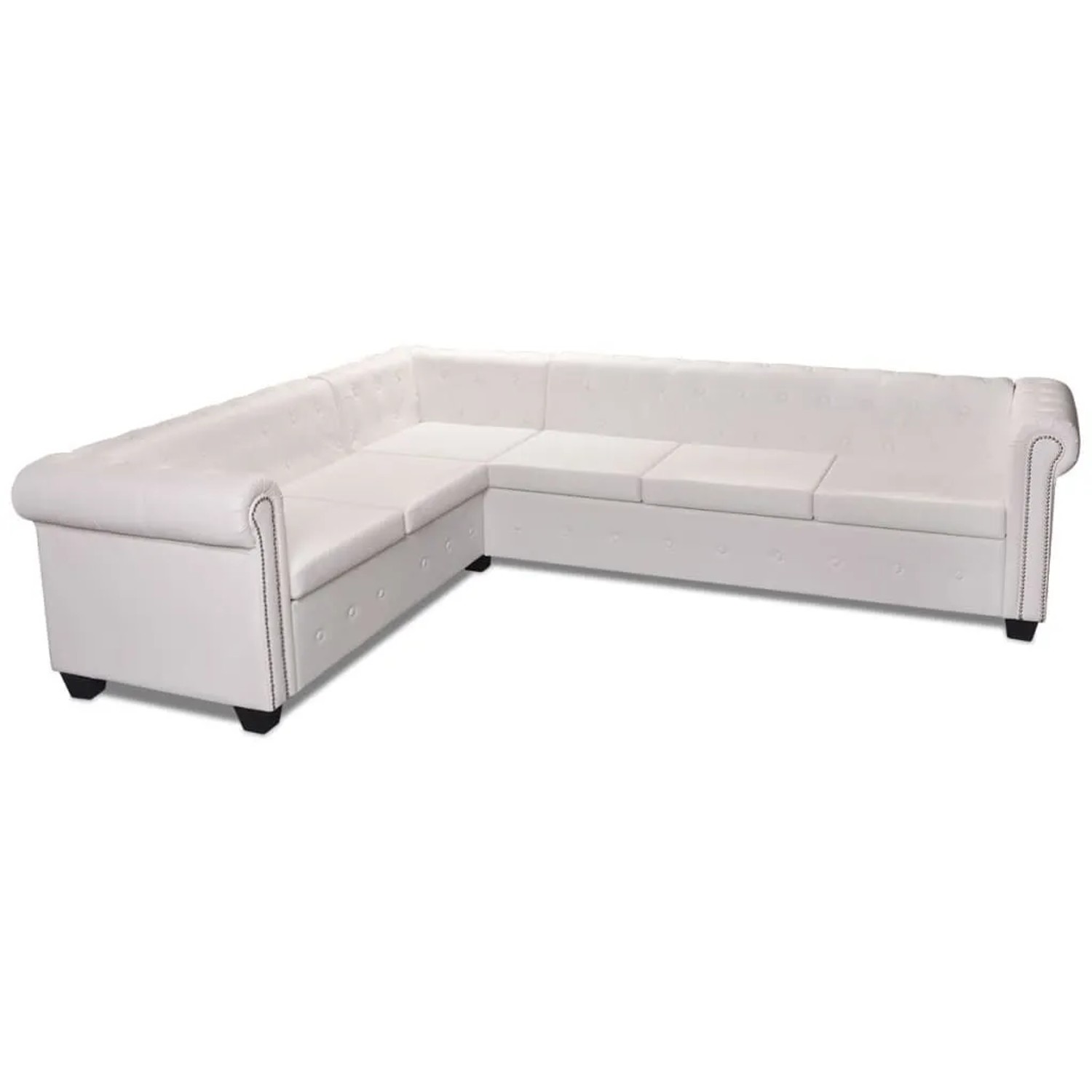 vidaXL Chesterfield-Ecksofa 6-Sitzer Kunstleder Weiß 243616